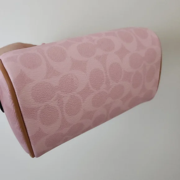 Coach Powder Pink Signature Mini Satchel with Tan Handles & Gold Hardware Cek79 - Picture 4 of 7